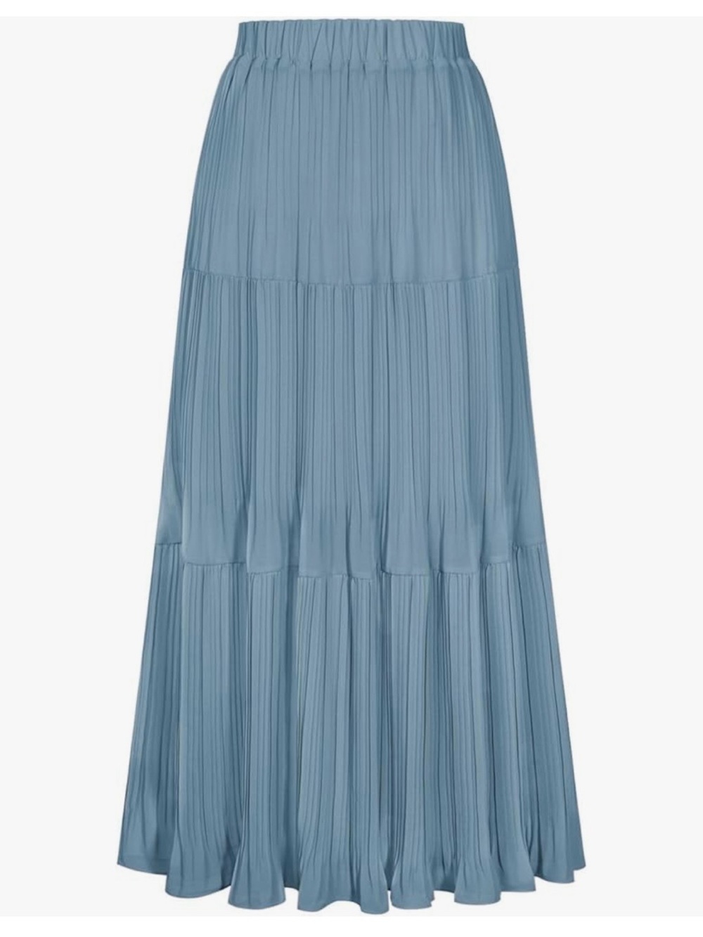 Pleated Tiered Maxi Skirt in Dusty Blue